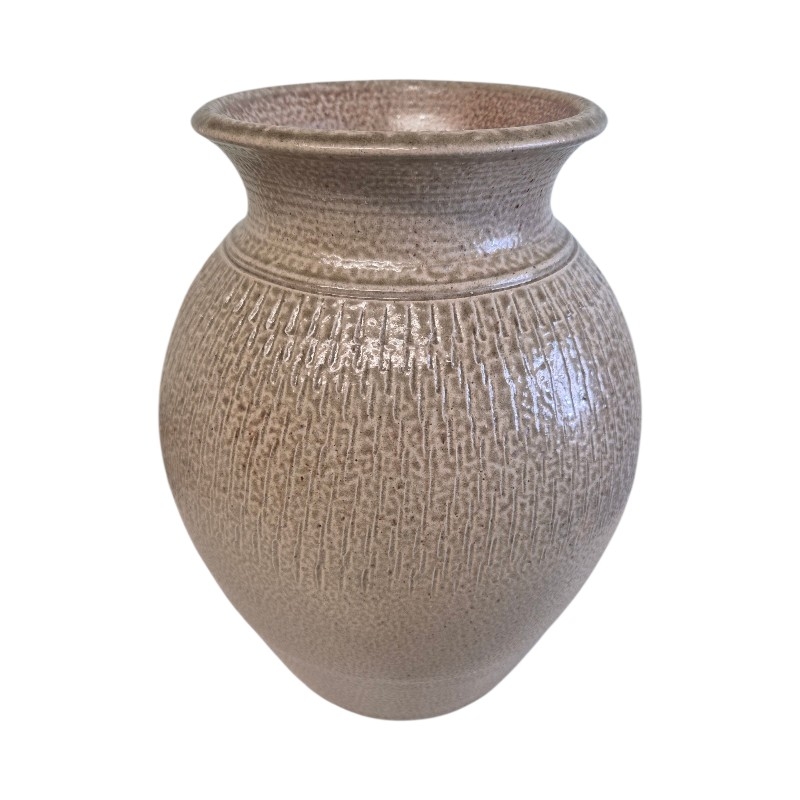 Etched salt glaze vase
